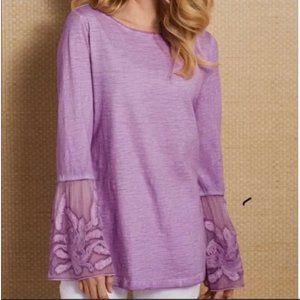 Soft Surroundings Lavender Boho Bell Sleeve Tunic - Large